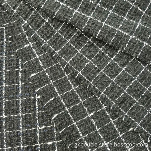 Wollboucle karierter Stoff